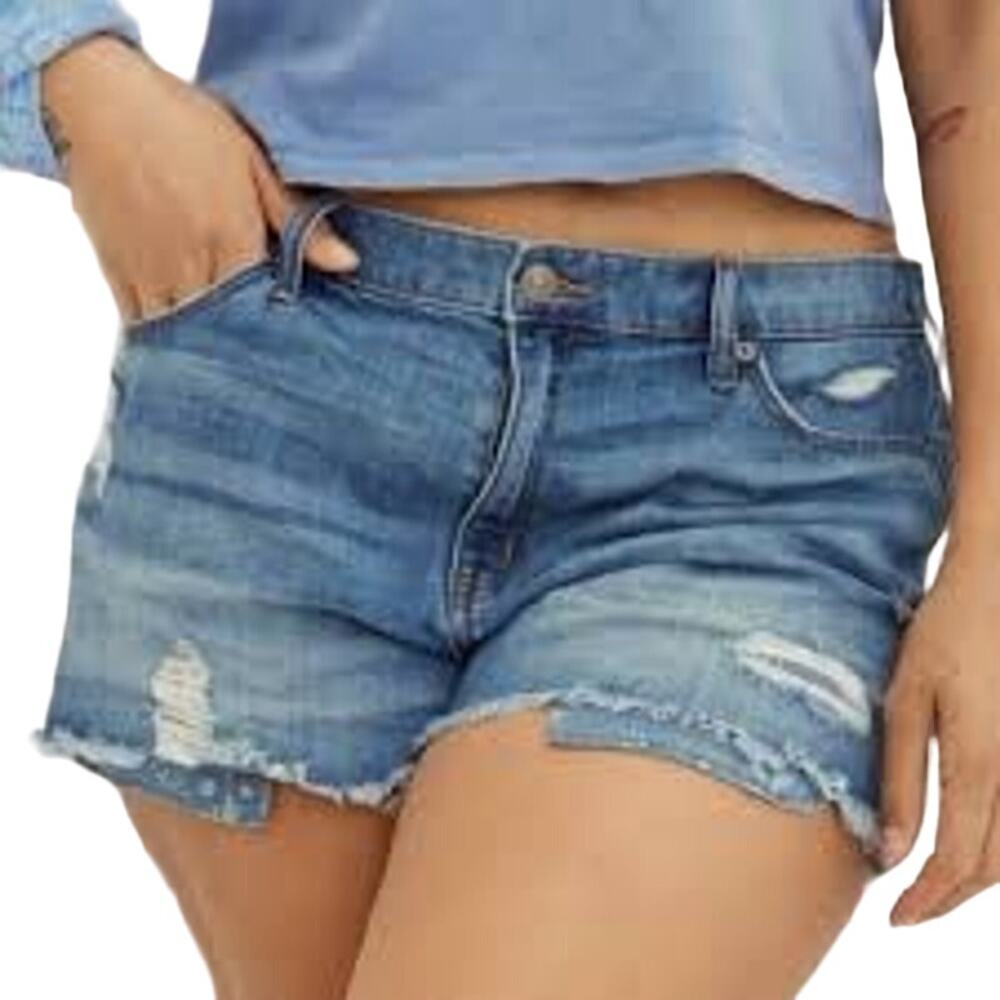 AERIE Light Blue Distressed Denim Cotton Jean Shorts XXL